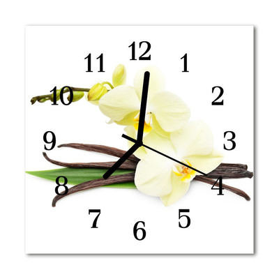 Glasuhr Wanduhr Orchidee Vanille