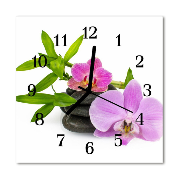 Glasuhr Wanduhr Orchidee