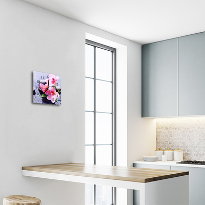 Glasuhr Wanduhr Orchidee
