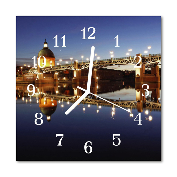 Glasuhr Wanduhr Fluss Brücke