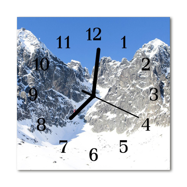 Glasuhr Wanduhr Gebirge Winter