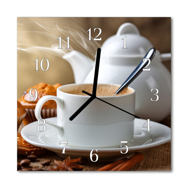 Glasuhr Wanduhr Tasse