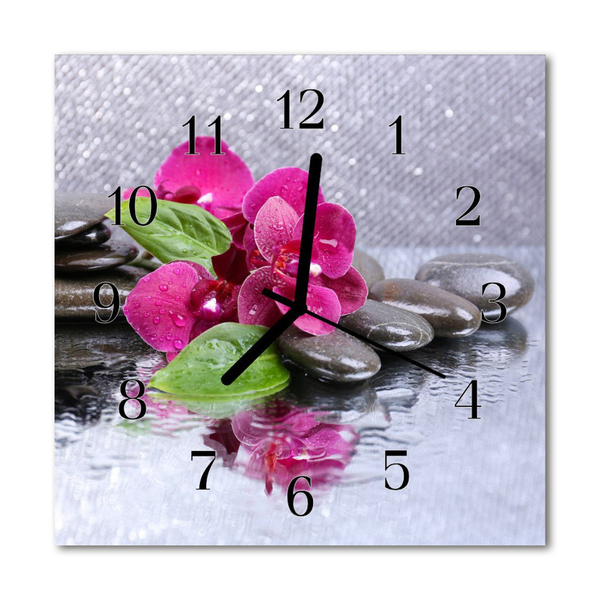 Glasuhr Wanduhr Orchidee