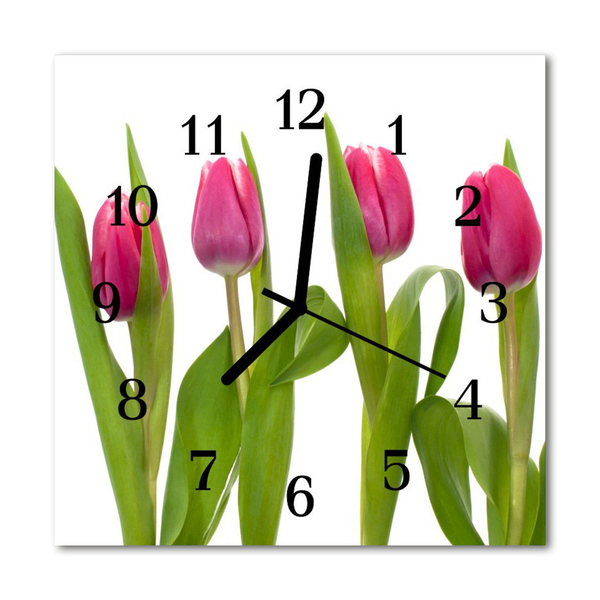 Glasuhr Wanduhr Tulpen