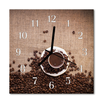 Glasuhr Wanduhr Kaffeebohnen