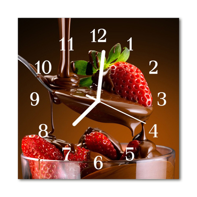 Glasuhr Wanduhr Schokolade Erdbeeren