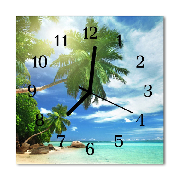 Glasuhr Wanduhr Palmen Insel
