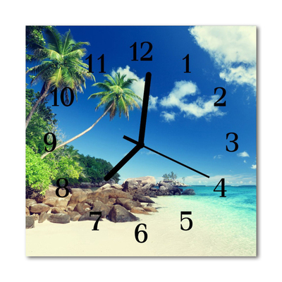 Glasuhr Wanduhr Palmen Strand