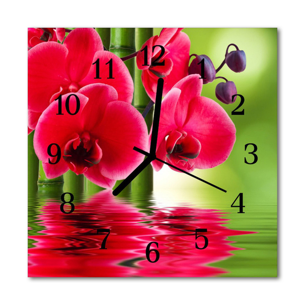 Glasuhr Wanduhr Orchidee