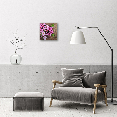 Glasuhr Wanduhr Blumen