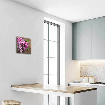 Glasuhr Wanduhr Blumen