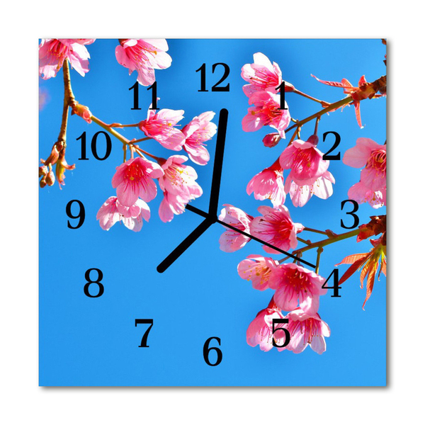 Glasuhr Wanduhr Blumen