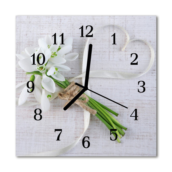 Glasuhr Wanduhr Blumenstrauß