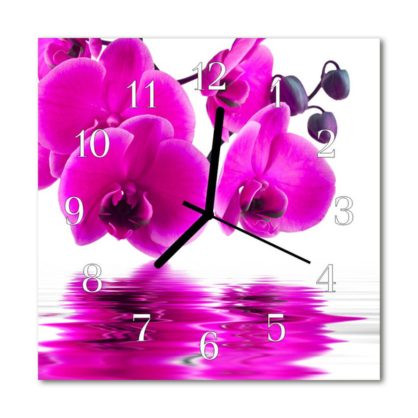 Glasuhr Wanduhr Orchidee