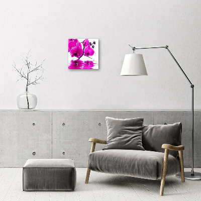 Glasuhr Wanduhr Orchidee