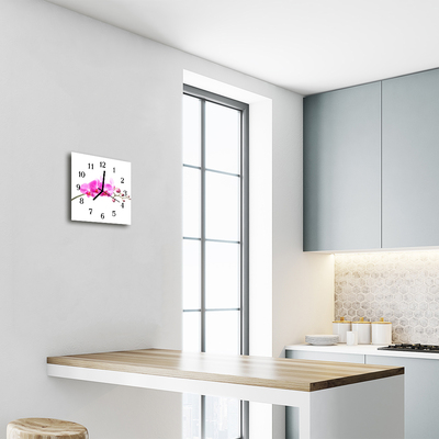 Glasuhr Wanduhr Orchidee