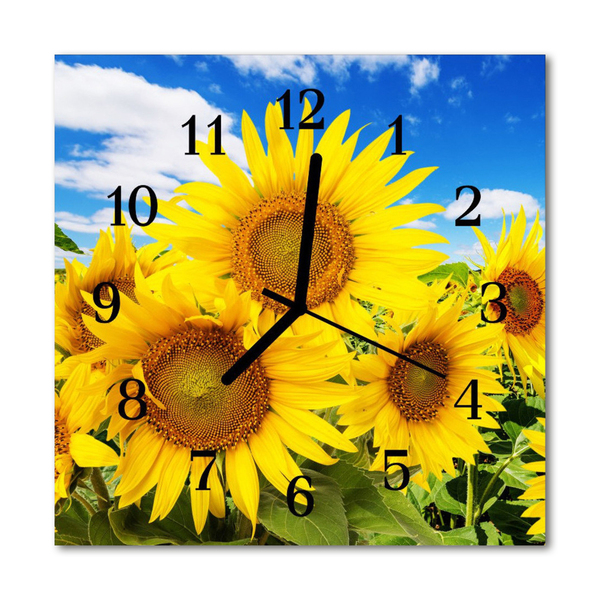 Glasuhr Wanduhr Sonnenblumen