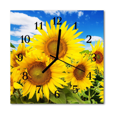 Glasuhr Wanduhr Sonnenblumen