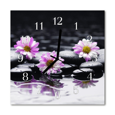 Glasuhr Wanduhr Blumen