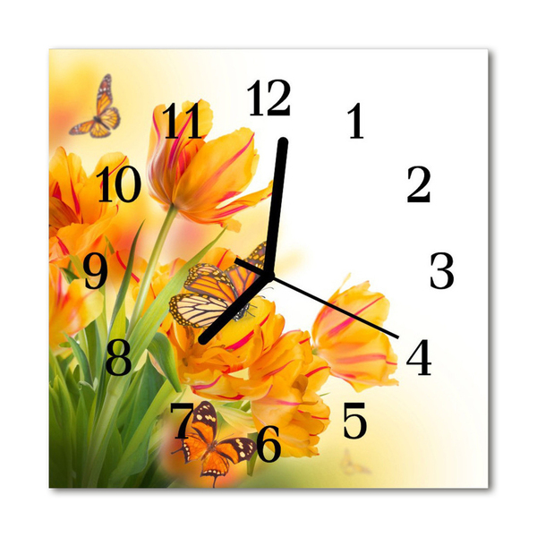 Glasuhr Wanduhr Tulpen