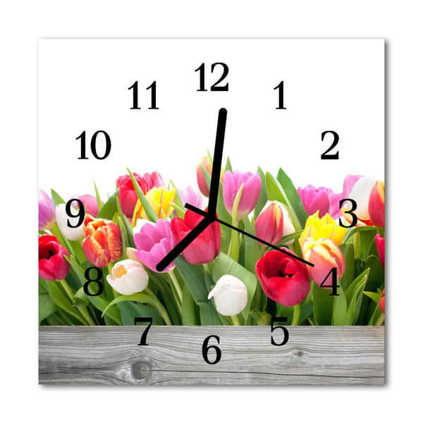 Glasuhr Wanduhr Tulpen