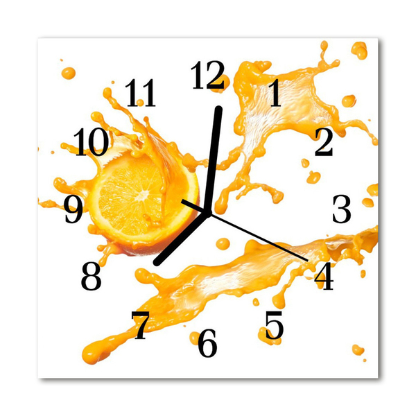 Glasuhr Wanduhr Orangensaft