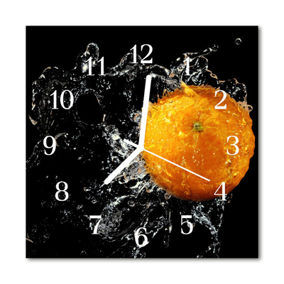Glasuhr Wanduhr Orange
