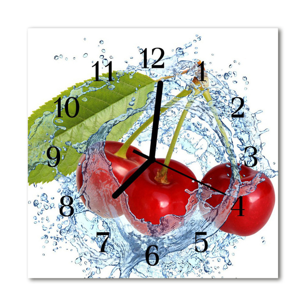 Glasuhr Wanduhr Kirschen