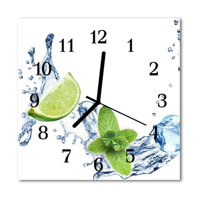 Glasuhr Wanduhr Minze Limette