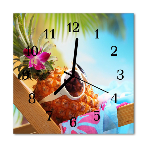 Glasuhr Wanduhr Ananas