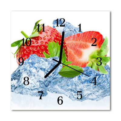Glasuhr Wanduhr Erdbeeren Eis