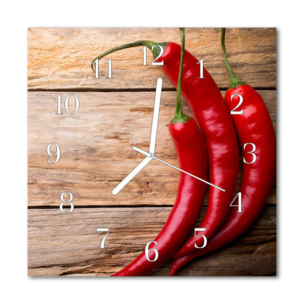 Glasuhr Wanduhr Chilischoten