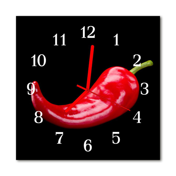 Glasuhr Wanduhr Chilischoten