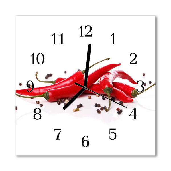 Glasuhr Wanduhr Chilischoten