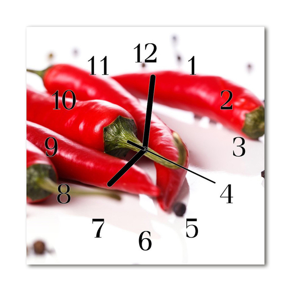 Glasuhr Wanduhr Chilischoten