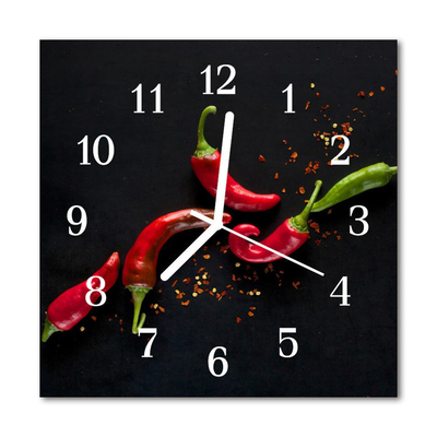 Glasuhr Wanduhr Chilischoten