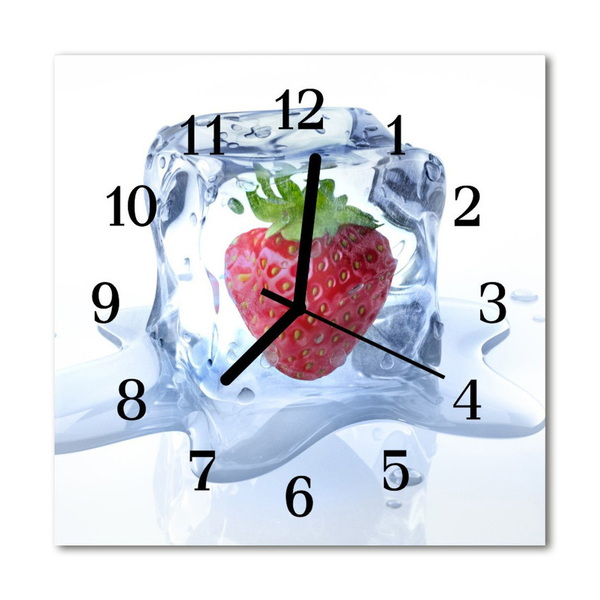 Glasuhr Wanduhr Eis Erdbeere