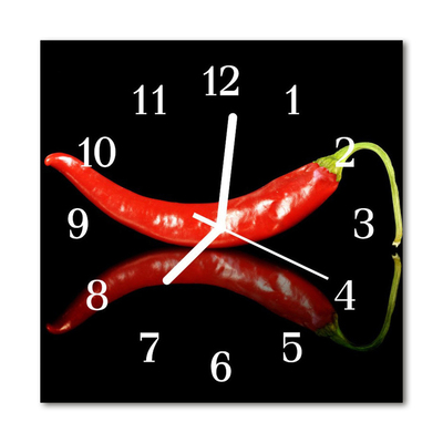 Glasuhr Wanduhr Chilischoten