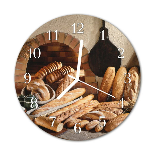 Glasuhr Küchenuhr Brot