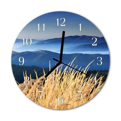 Glasuhr Küchenuhr Berge Gras