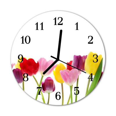 Glasuhr Küchenuhr Bunte Tulpen