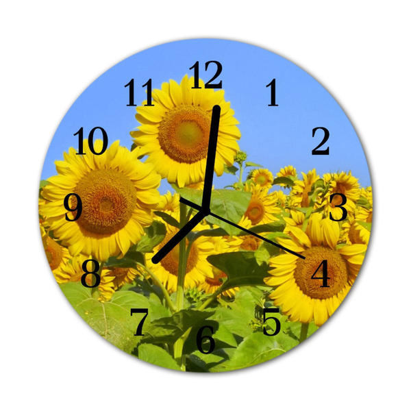 Glasuhr Küchenuhr Sonnenblumen