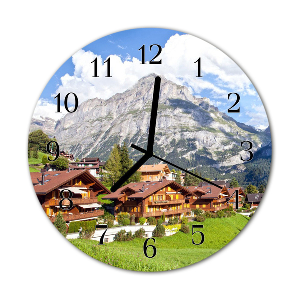 Glasuhr Küchenuhr Berge