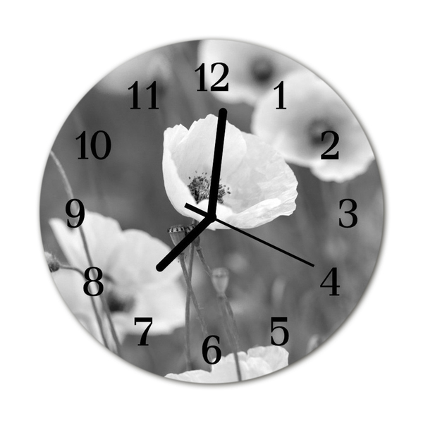 Glasuhr Küchenuhr Mohnblumen