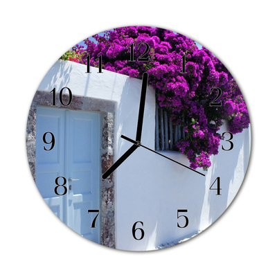 Glasuhr Küchenuhr Haus Blumen