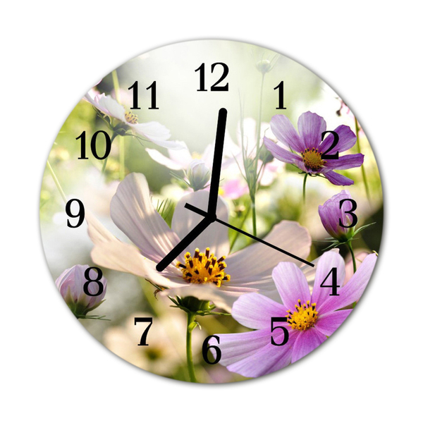 Glasuhr Küchenuhr Kosmos-Blumen