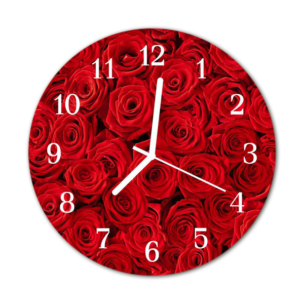 Glasuhr Küchenuhr Rosen