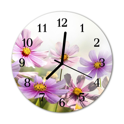 Glasuhr Küchenuhr Blumen