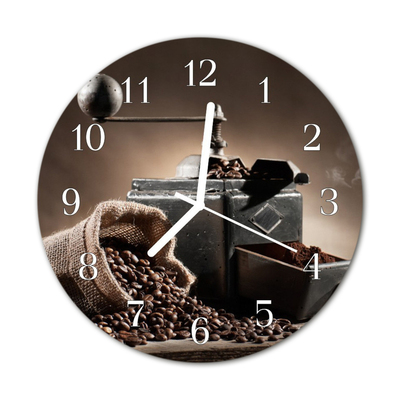 Glasuhr Wanduhr Kaffeemühle