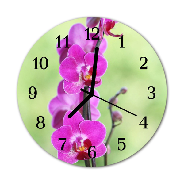 Glasuhr Wanduhr Orchidee